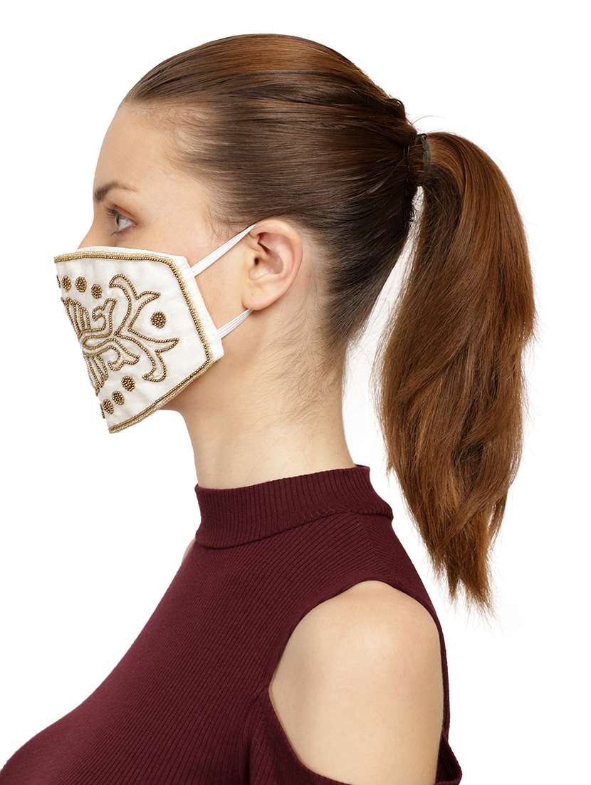 white cotton decorative women mask - 17279821 -  Standard Image - 1