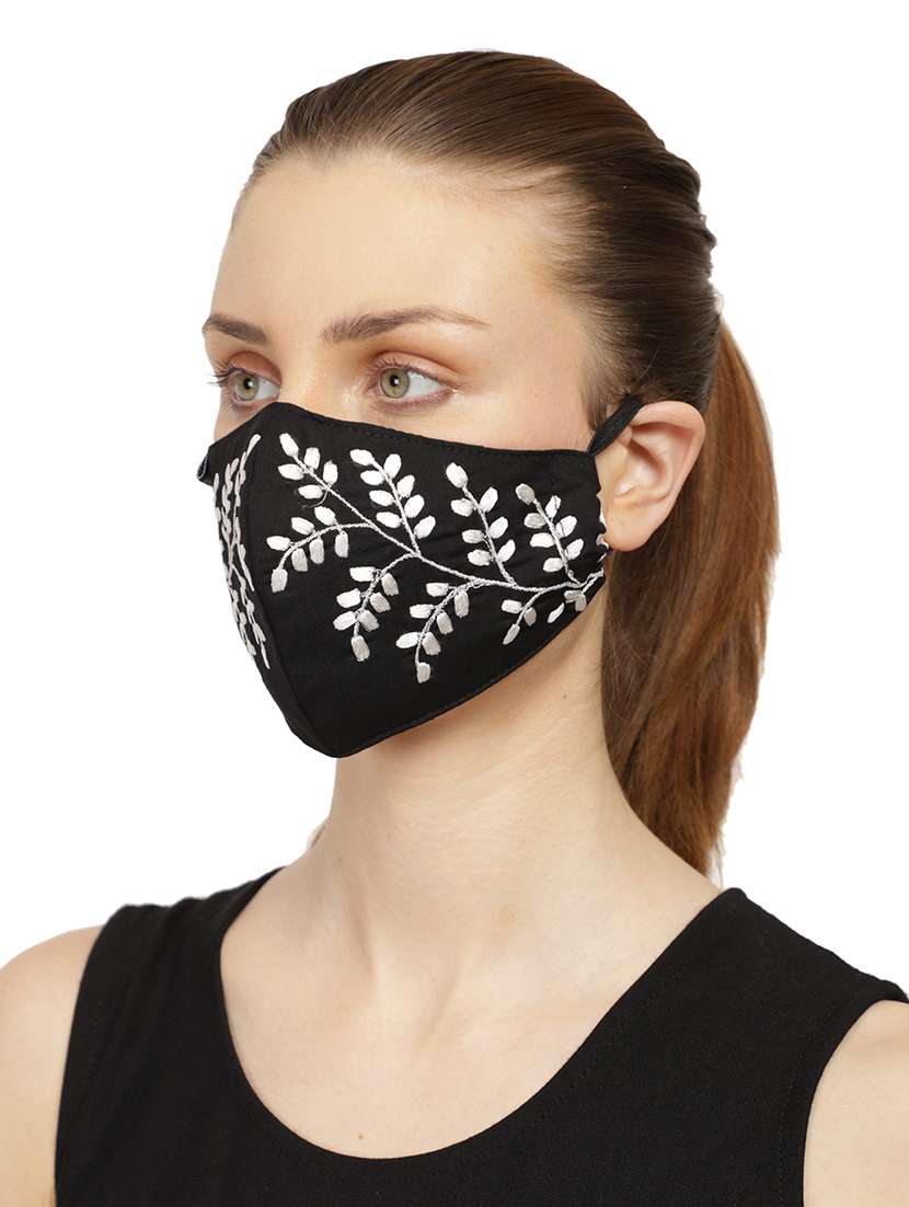 black cotton decorative women mask - 17279856 -  Standard Image - 1