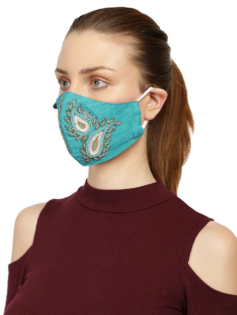 blue cotton decorative women mask - 17279861 -  Standard Image - 1