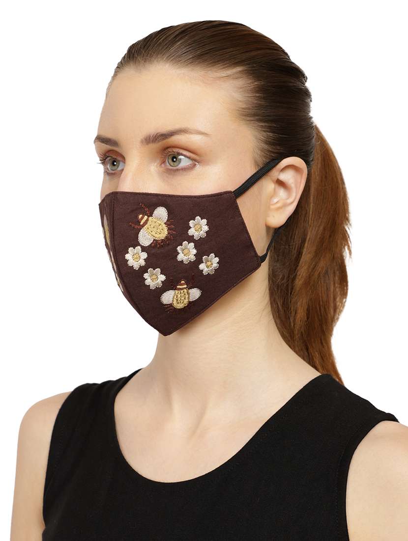 brown cotton decorative women mask - 17279867 -  Standard Image - 1