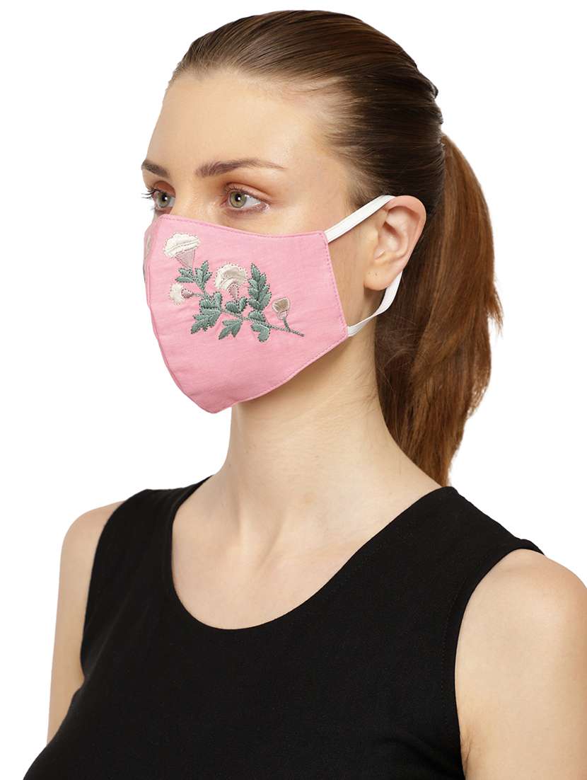 pink cotton decorative women mask - 17279870 -  Standard Image - 1
