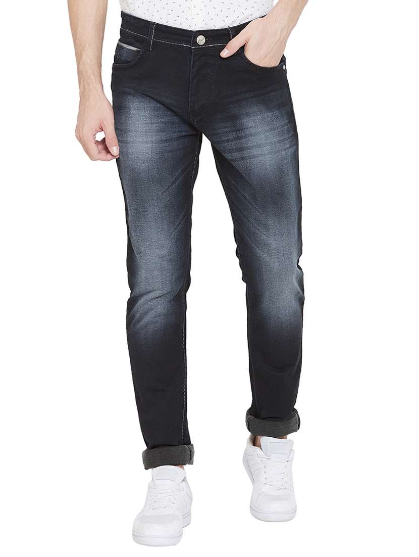 black heavy washed denim jeans