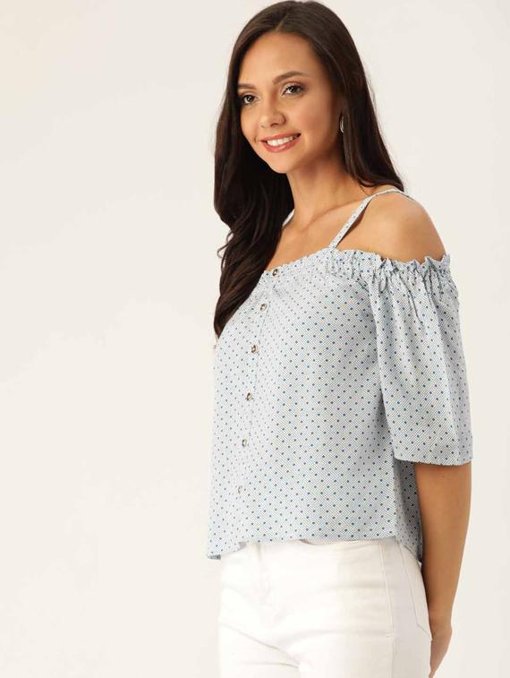cold shoulder polka dot top  - 17281287 -  Standard Image - 1