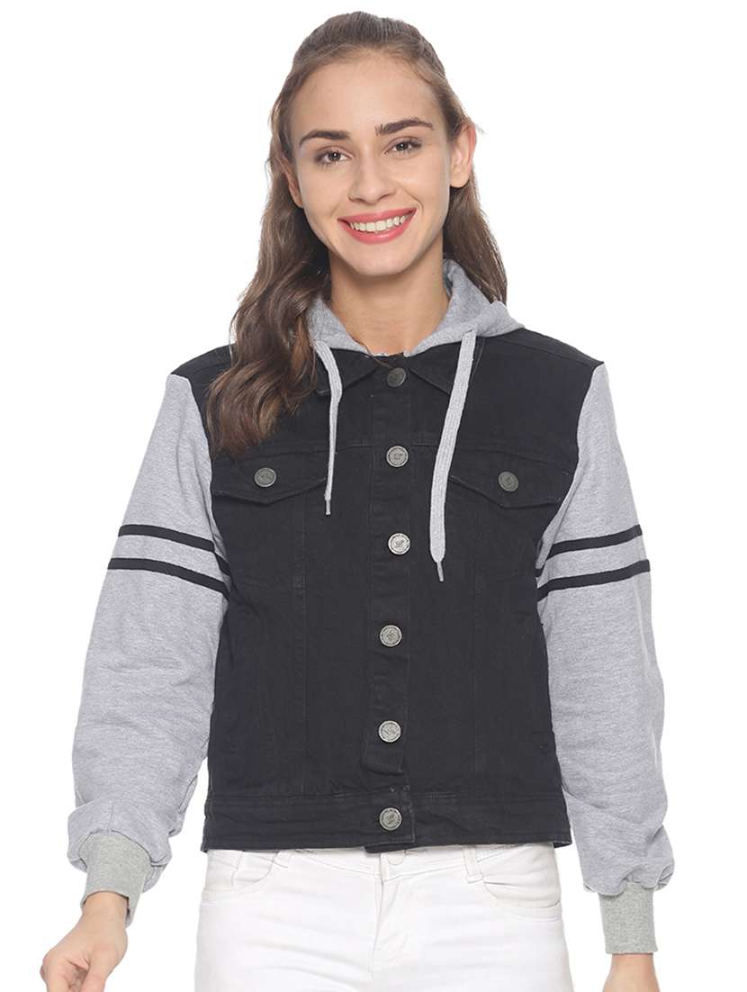 hooded neck varsity jacket 