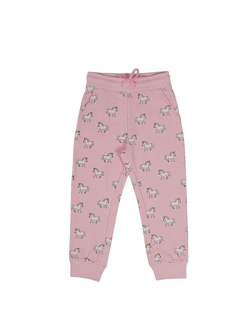 pink cotton blend jogger trouser