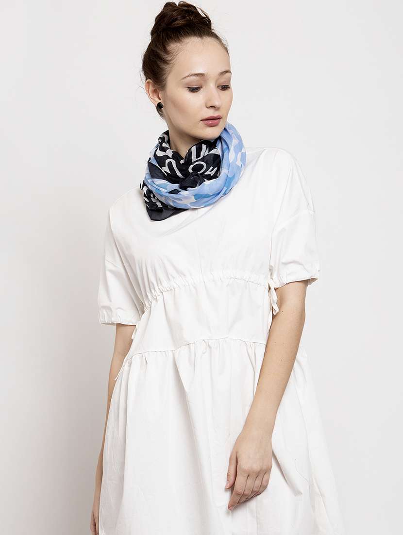 blue rayon printed scarf