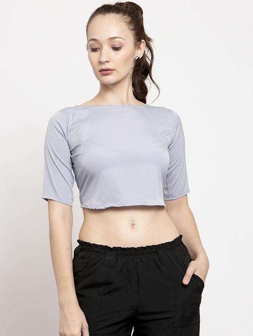 women's crop round neck top - 17282080 - Standard Image - 0