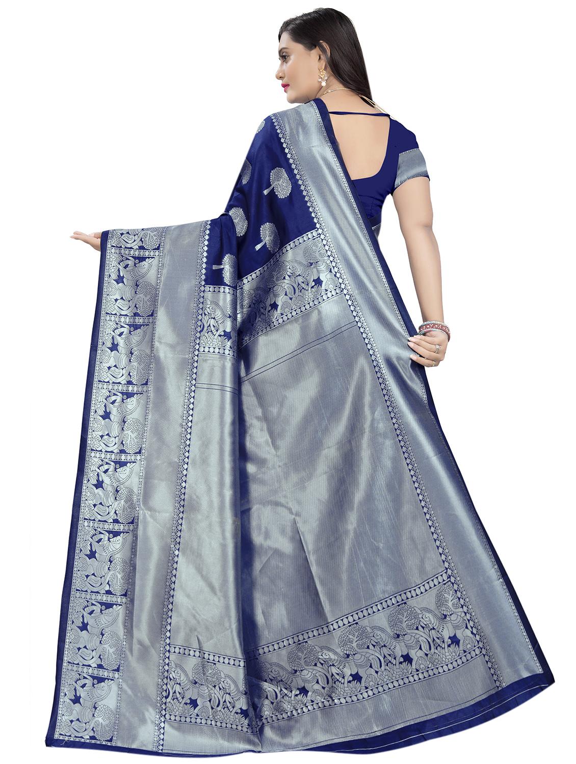 floral banarasi saree with blouse - 17282602 - Standard Image - 1