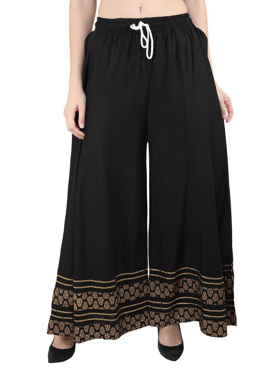 printed hem flared palazzo - 17282626 - Zoom Image - 0