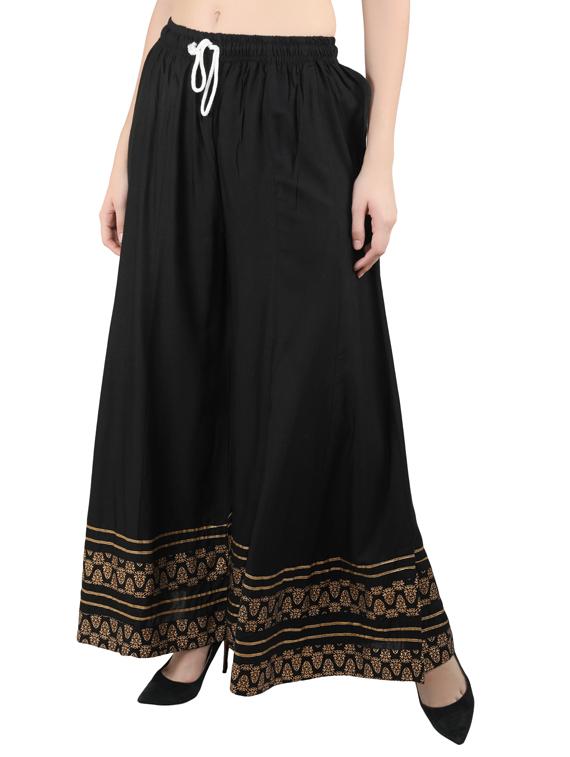 printed hem flared palazzo - 17282626 - Standard Image - 1