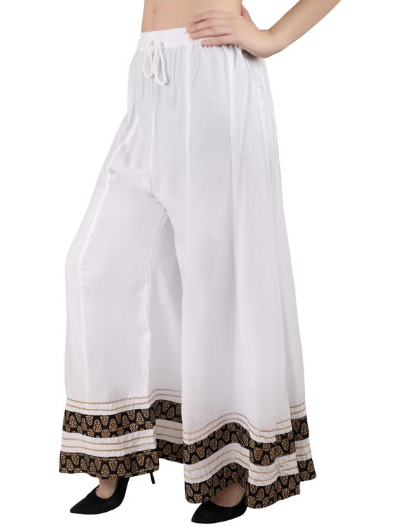 printed hem flared palazzo - 17282628 -  Standard Image - 1