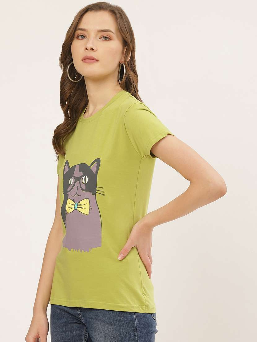 women's front print round neck t-shirt - 17284314 -  Standard Image - 1