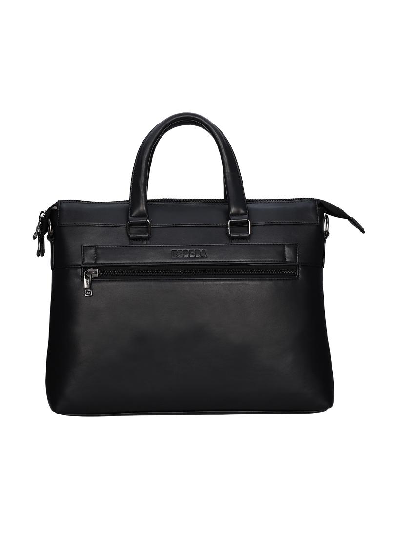 black leatherette (pu) laptop bag - 17285878 - Standard Image - 1