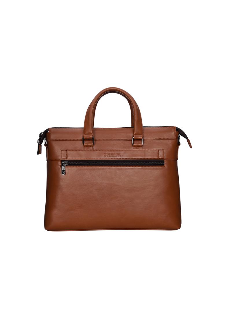 tan leatherette (pu) laptop bag - 17285893 - Standard Image - 1