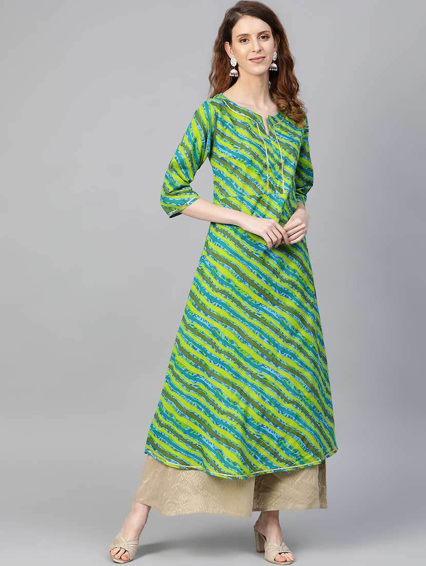 Leheriya Print A Line Kurta