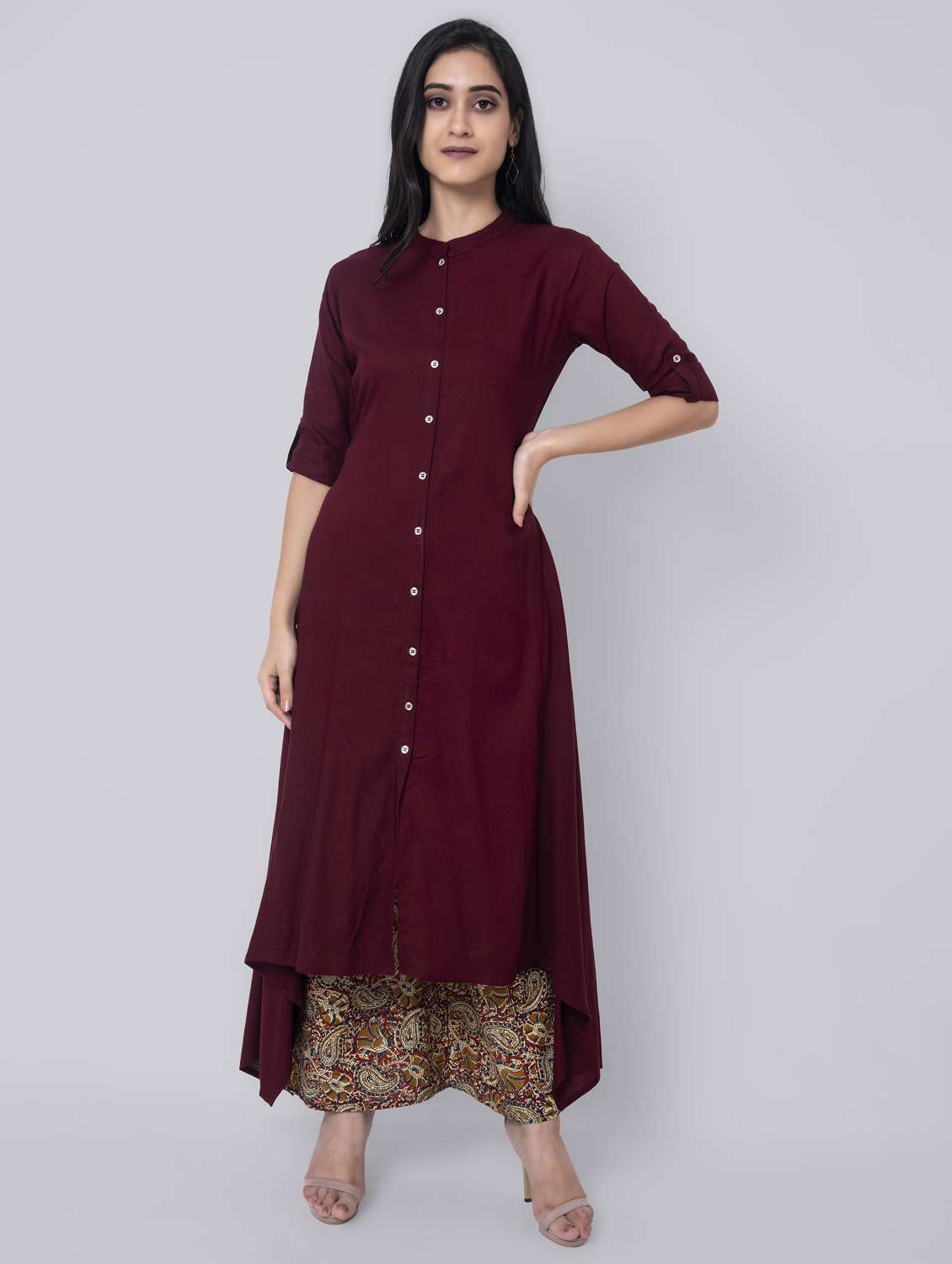 solid asymmetric kurta