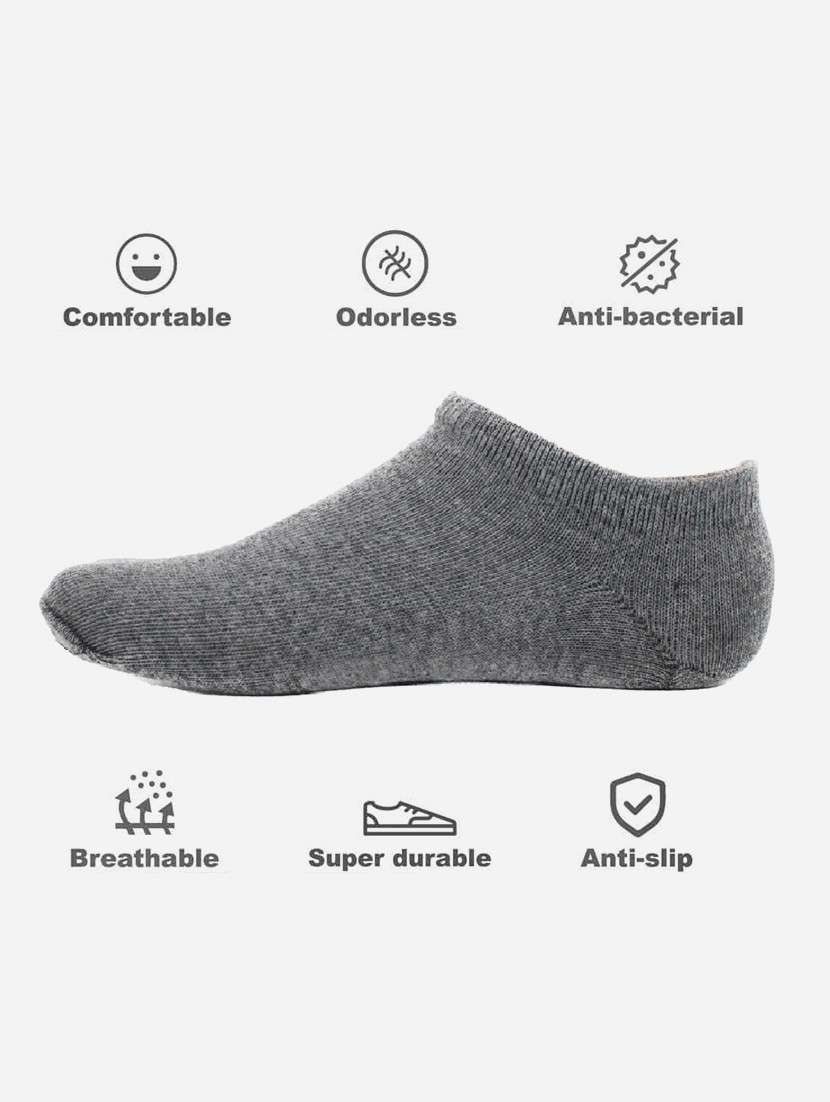men grey solid ankle length sock - 17287630 - Standard Image - 1