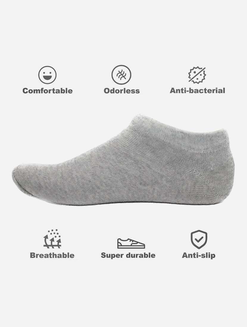 men grey solid ankle length sock - 17287631 - Standard Image - 1