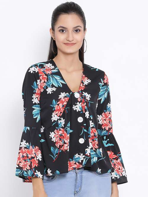 women's blouson v neck top - 17288518 - Standard Image - 0