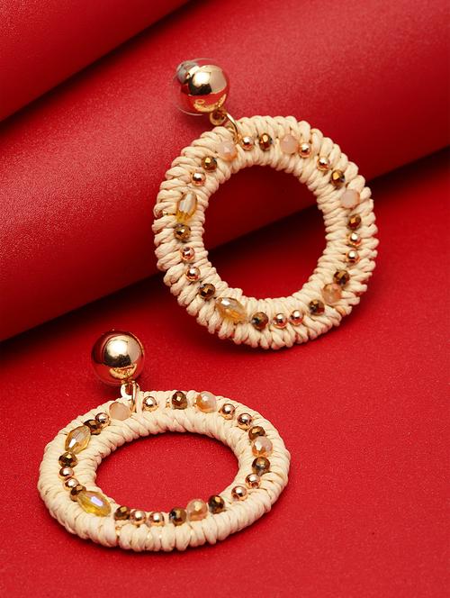 beige metal drop earring - 17289357 - Standard Image - 0