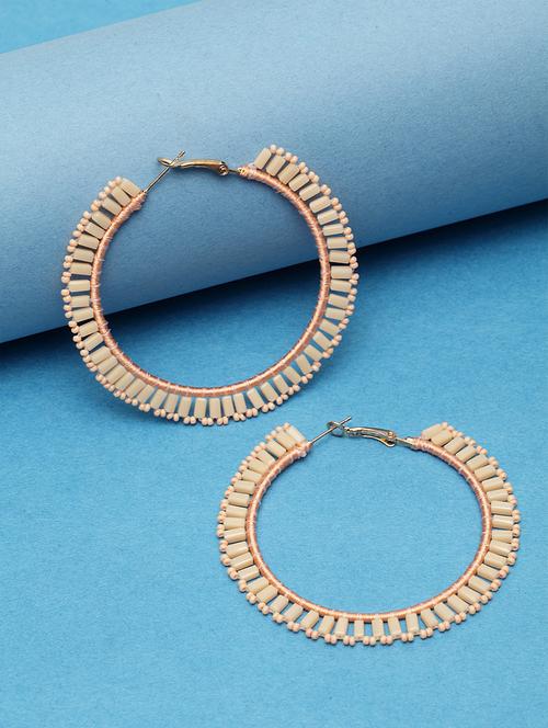 beige metal hoop earring - 17289359 - Standard Image - 0