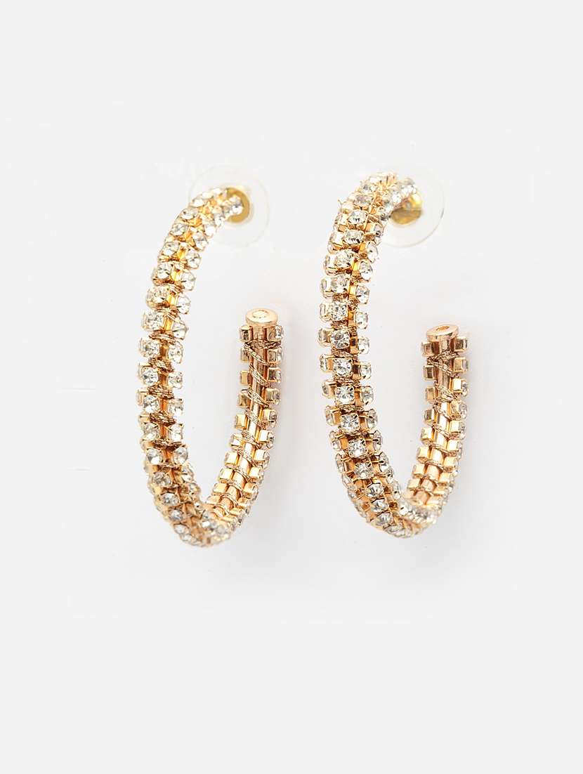 gold metal hoop earring - 17289363 - Standard Image - 1
