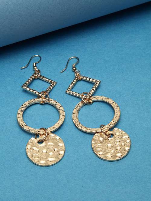 gold metal drop earring - 17289375 - Standard Image - 0