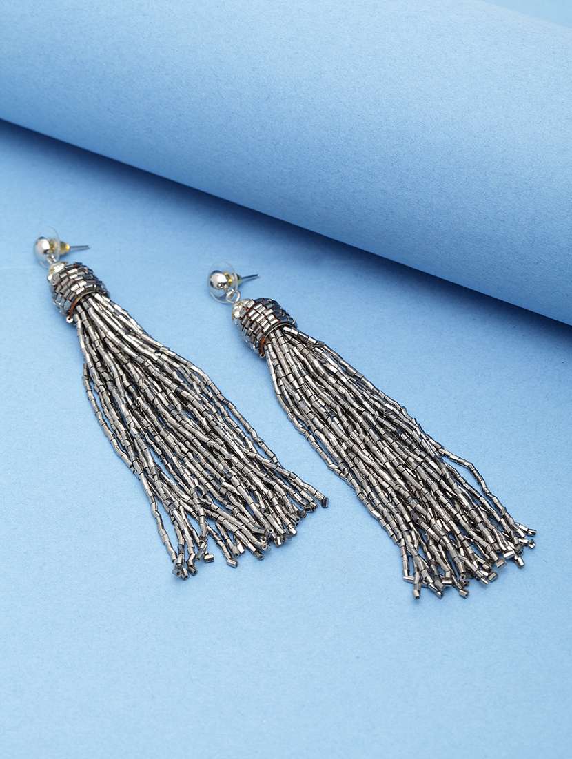 silver metal drop earring