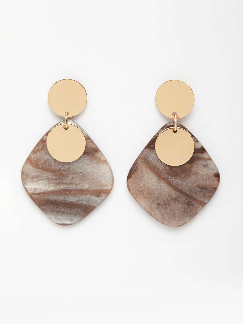Grey Metal Drop Earring