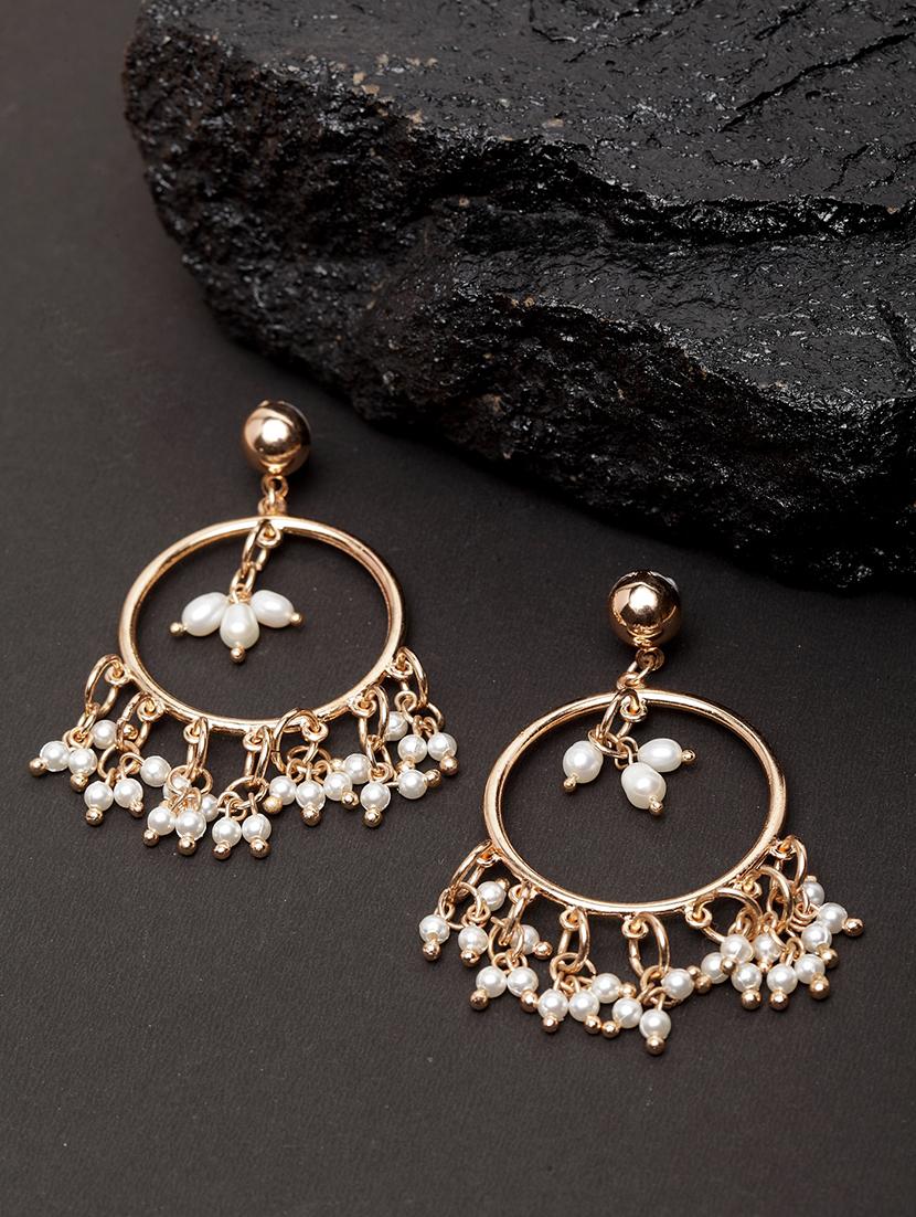 white metal drop earring - 17289411 -  Zoom Image - 0