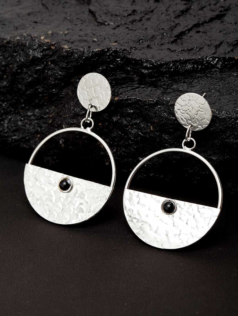 silver metal drop earring