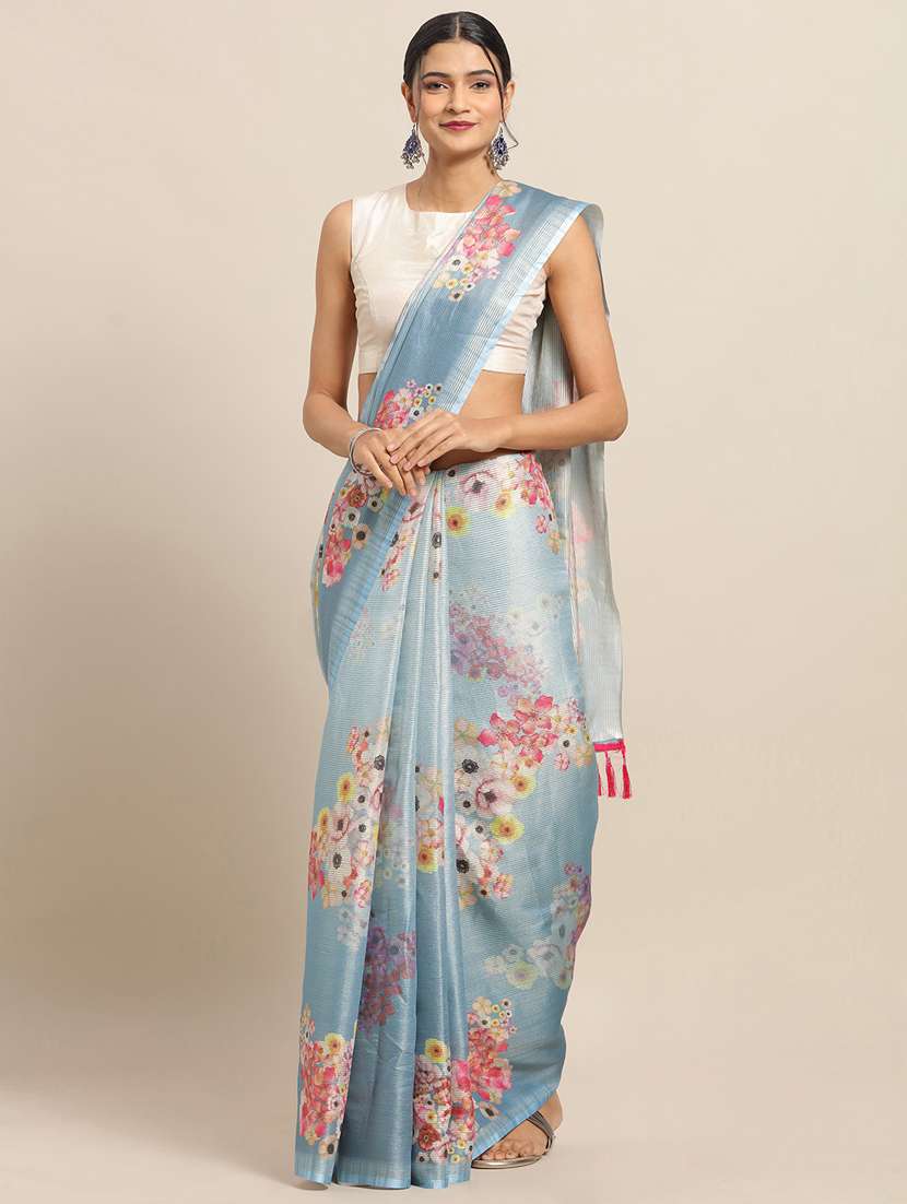 floral maheshwari saree with blouse