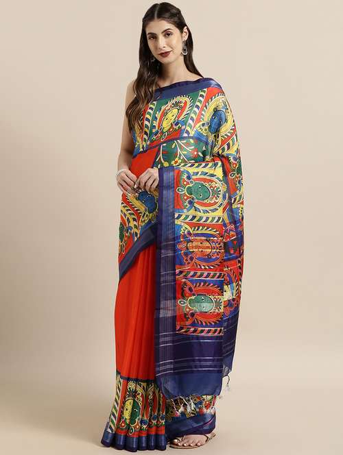 kalamkari printed saree with blouse - 17290147 - Standard Image - 0