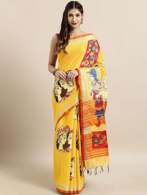 kalamkari printed saree with blouse - 17290148 - Standard Image - 0