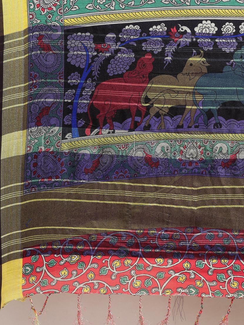 kalamkari printed saree with blouse - 17290149 - Standard Image - 4
