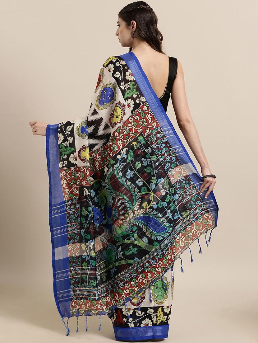 ikat printed saree with blouse - 17290150 -  Standard Image - 1