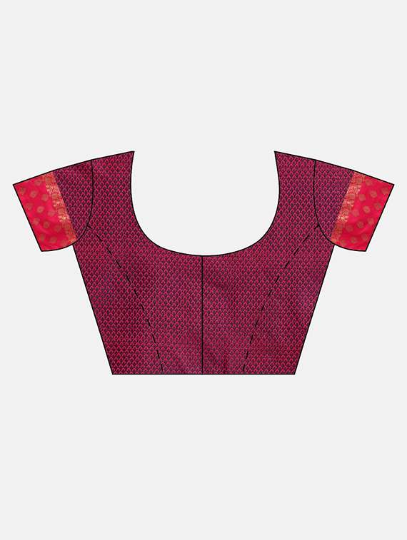 navy silk blend kanjivaram saree with blouse - 17290153 -  Standard Image - 4