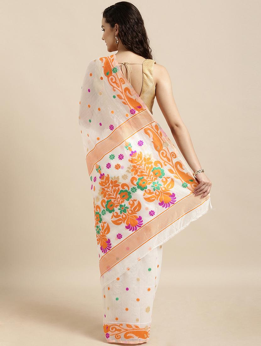 floral jamdani saree with blouse - 17290161 - Standard Image - 1