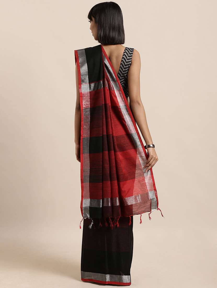 solid bordered saree with blouse - 17290173 -  Standard Image - 1