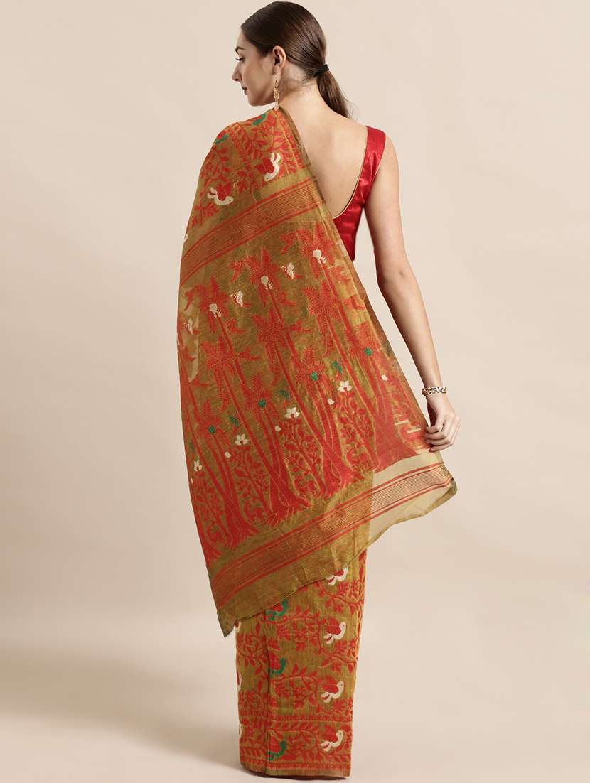 self design jamdani saree with blouse - 17290178 -  Standard Image - 1