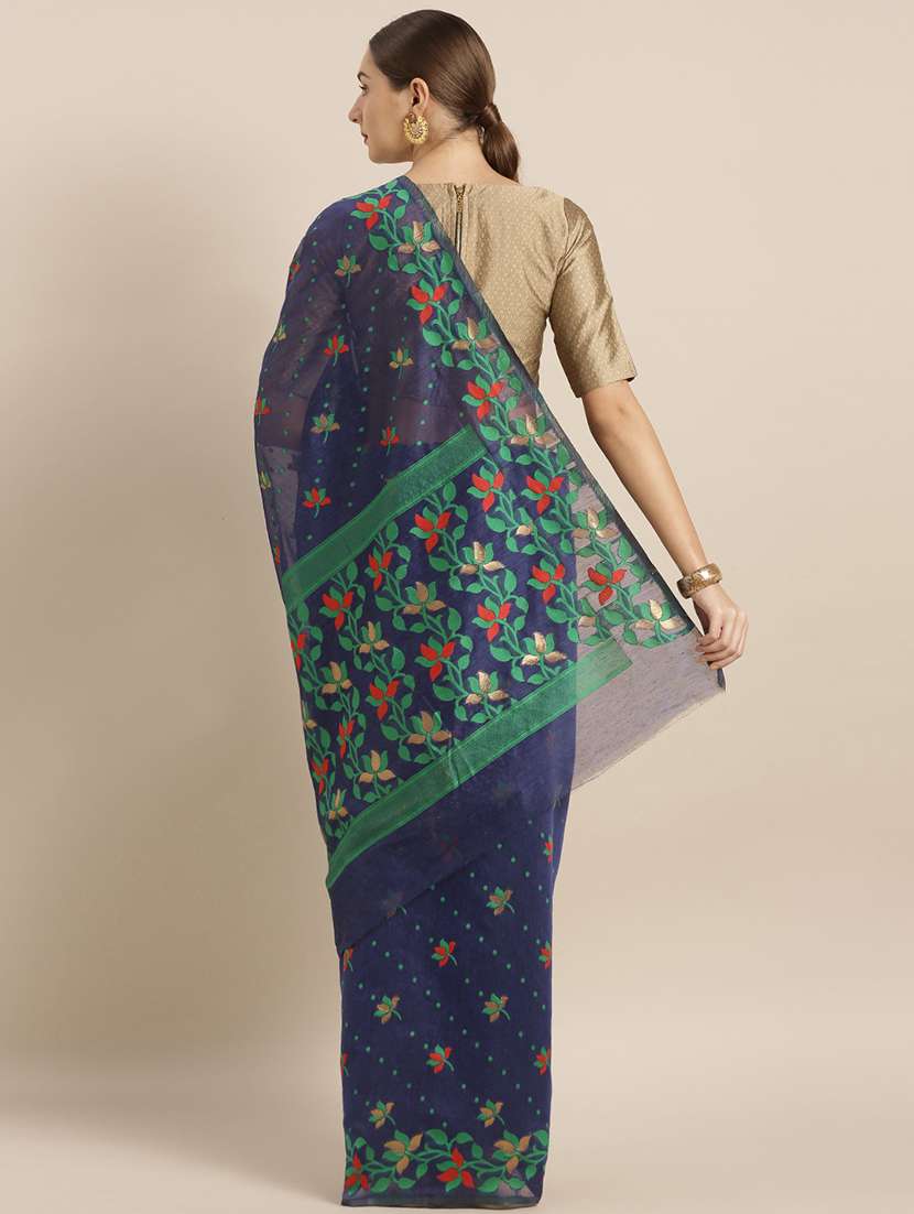 self design jamdani saree with blouse - 17290182 -  Standard Image - 1