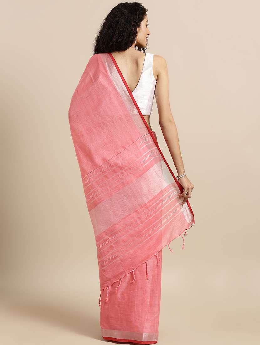 solid bordered saree with blouse - 17290267 -  Standard Image - 1