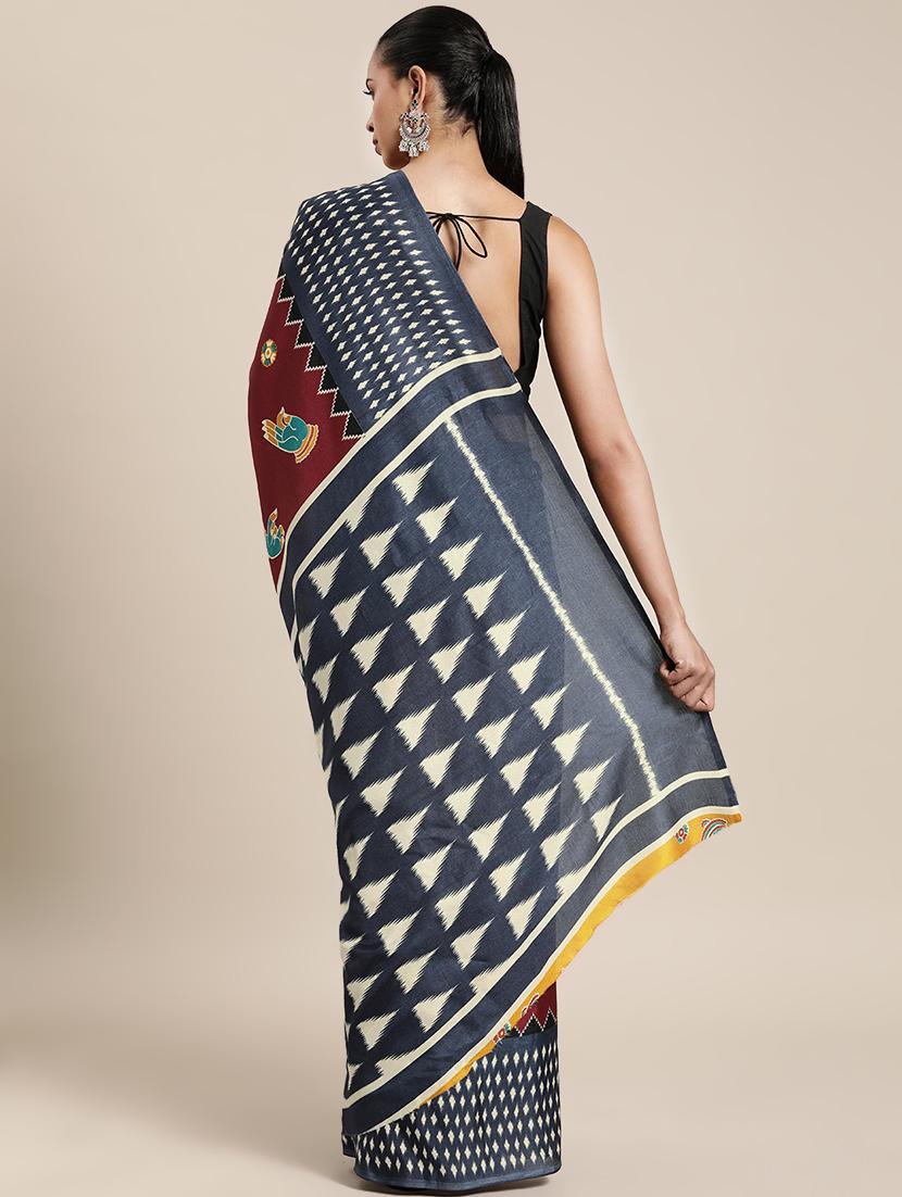 ikat printed saree with blouse - 17290271 -  Standard Image - 1