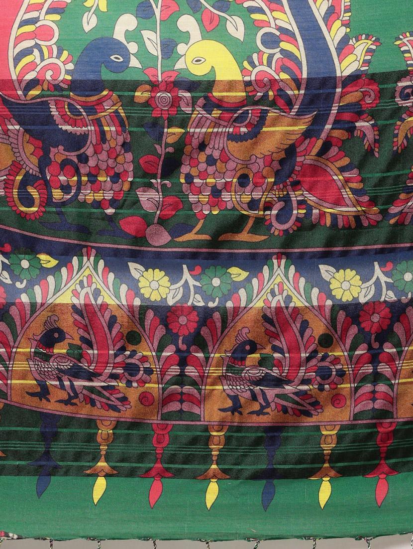 kalamkari printed saree with blouse - 17290274 - Standard Image - 4