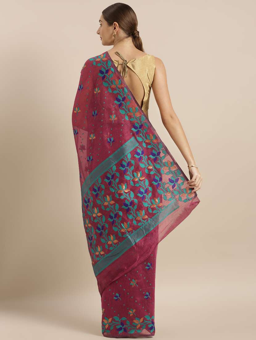floral jamdani saree with blouse - 17290284 - Standard Image - 1