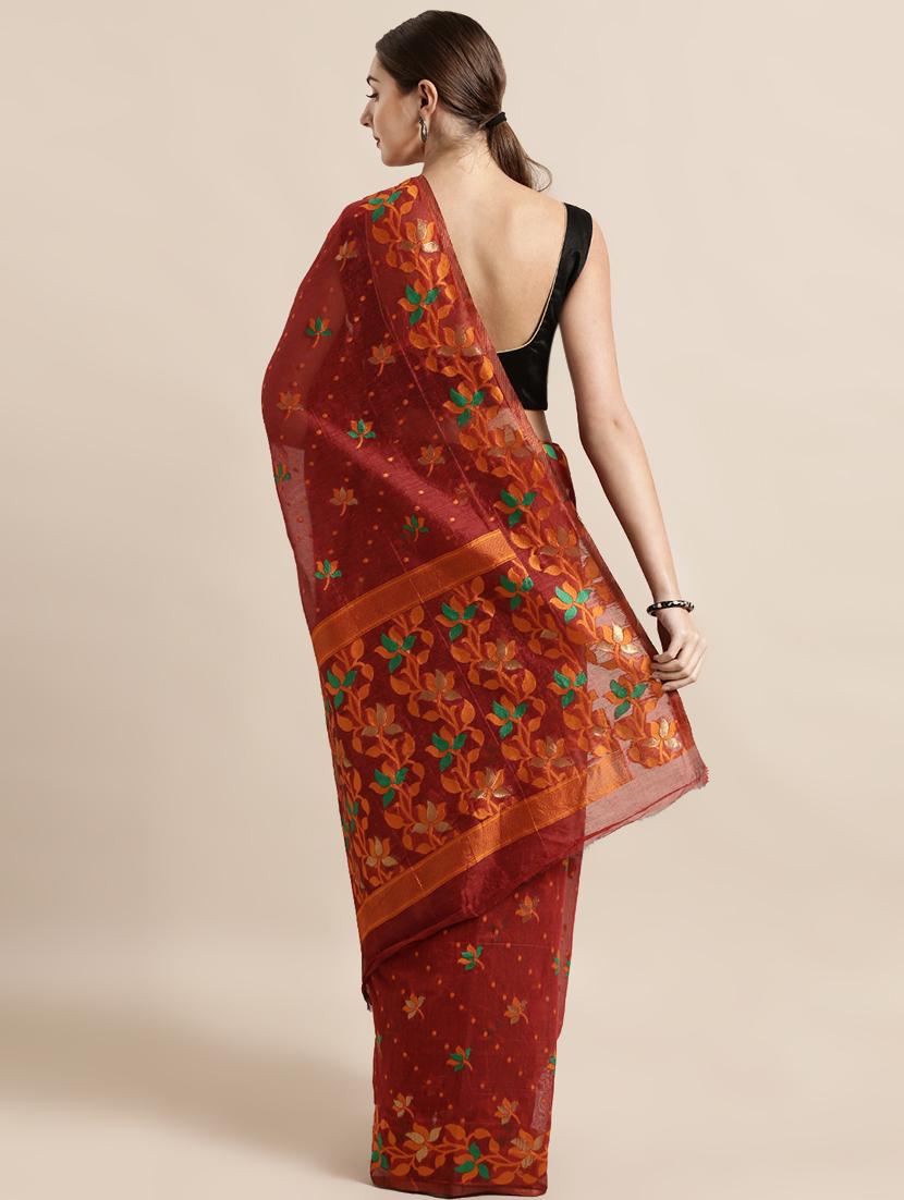 floral jamdani saree with blouse - 17290285 -  Standard Image - 1