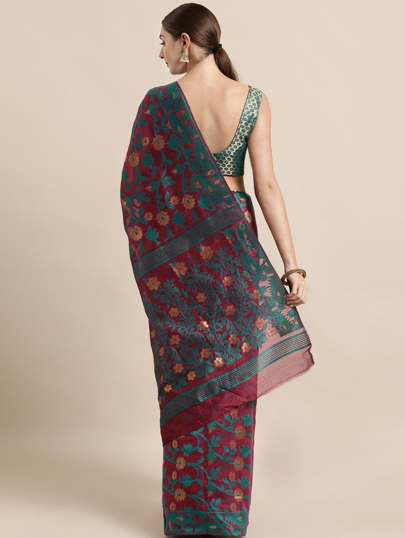 floral jamdani saree with blouse - 17290286 -  Standard Image - 1