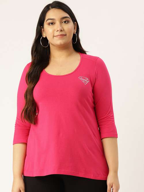 women's placement print round neck t-shirt - 17291044 -  Standard Image - 0