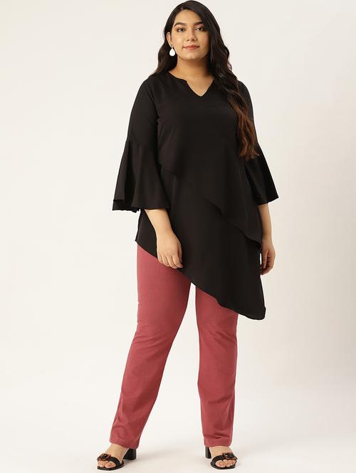 women's asymmetric notch neck top - 17291596 - Standard Image - 0