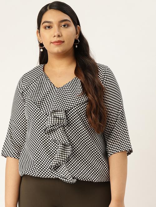 women's ruffle v neck top - 17292083 -  Standard Image - 0